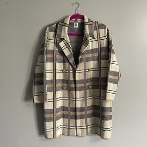 Anne Klein Womens Camel Plaid Open Front Cardigan Sweater Size M